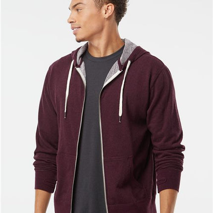 Unisex Heathered French Terry Full-Zip Hooded Sweatshirt