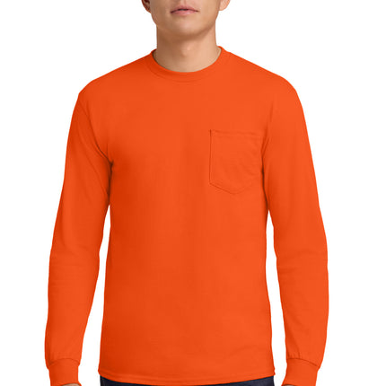 Gildan ®  - Ultra Cotton ®  100% US Cotton Long Sleeve T-Shirt with Pocket.  2410