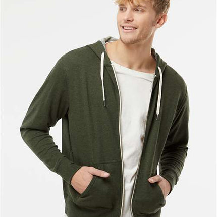 Unisex Heathered French Terry Full-Zip Hooded Sweatshirt