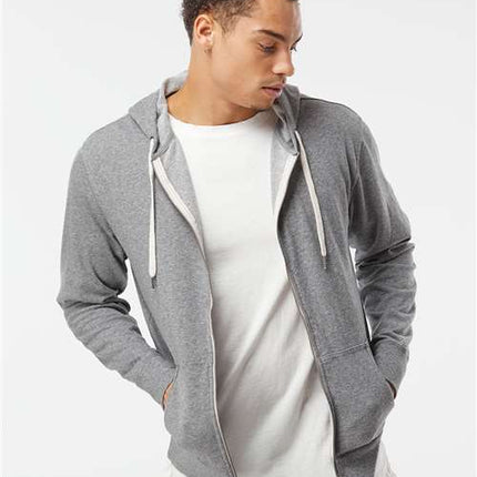Unisex Heathered French Terry Full-Zip Hooded Sweatshirt