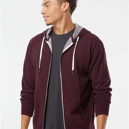 Unisex Heathered French Terry Full-Zip Hooded Sweatshirt
