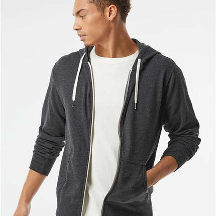 Unisex Heathered French Terry Full-Zip Hooded Sweatshirt