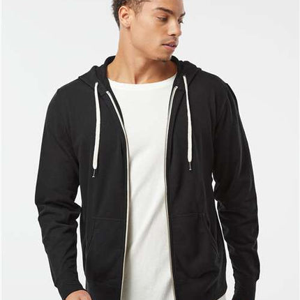Unisex Heathered French Terry Full-Zip Hooded Sweatshirt