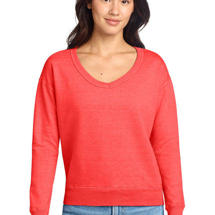 Port & Co ™  Women's Beach Wash ®  Garment-Dyed V-Neck Sweatshirt LPC098V
