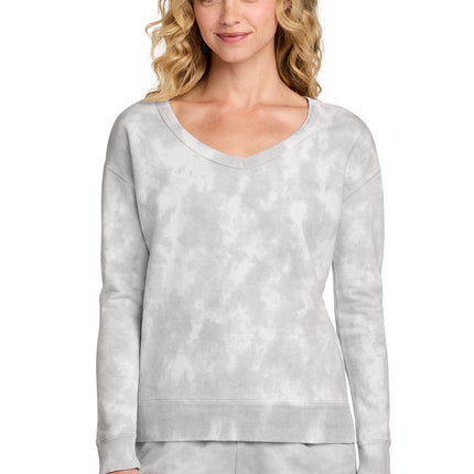 Port & Co ™  Women's Beach Wash ®  Cloud Tie-Dye V-Neck Sweatshirt LPC140V