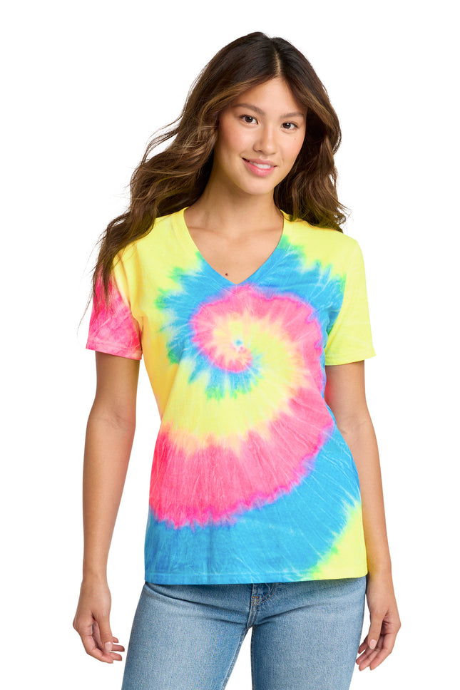 Port & Co ™  Women's Tie-Dye V-Neck Tee.  LPC147V