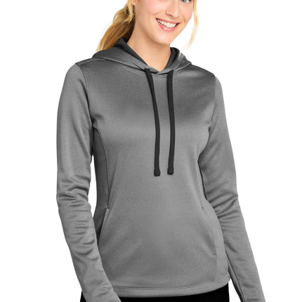 Sport-Tek  ®  Women's PosiCharge  ®  Sport-Wick  ®  Heather Fleece Hooded Pullover. LST264