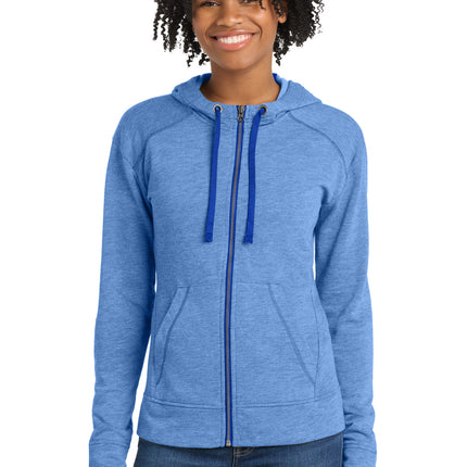 Sport-Tek  ®  Women's PosiCharge  ®  Tri-Blend Wicking Fleece Full-Zip Hooded Jacket LST293