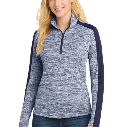 Sport-Tek ®  Women's PosiCharge ®  Electric Heather Colorblock 1/4-Zip Pullover. LST397