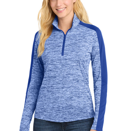 Sport-Tek ®  Women's PosiCharge ®  Electric Heather Colorblock 1/4-Zip Pullover. LST397