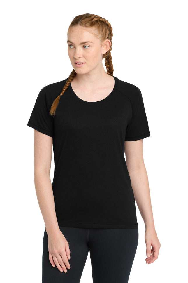 Sport-Tek  ®  Women's PosiCharge  ®  Tri-Blend Wicking Scoop Neck Raglan Tee. LST400