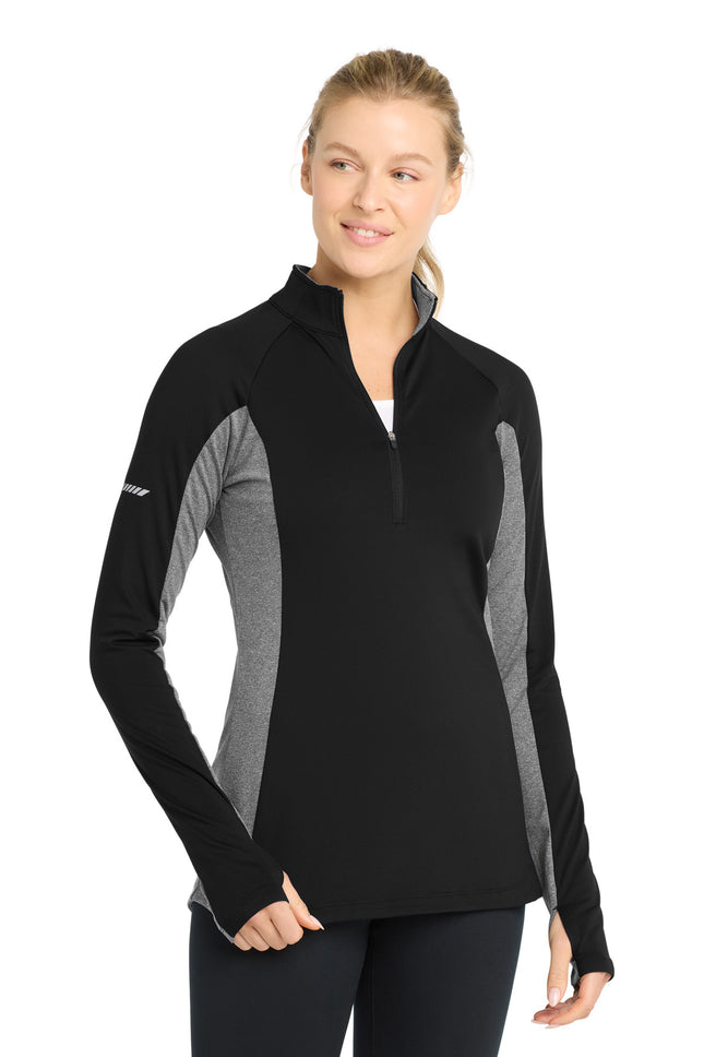 Sport-Tek ®  Women's Sport-Wick ®  Stretch Contrast 1/4-Zip Pullover. LST854