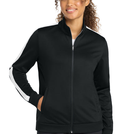 Sport-Tek  ®  Ladies Tricot Sleeve Stripe Track Jacket. LST94