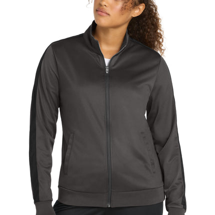 Sport-Tek  ®  Ladies Tricot Sleeve Stripe Track Jacket. LST94
