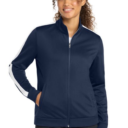 Sport-Tek  ®  Ladies Tricot Sleeve Stripe Track Jacket. LST94