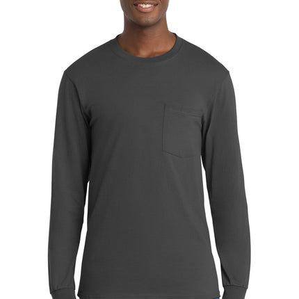Port & Co ™  Tall Long Sleeve Essential Pocket Tee. PC61LSPT