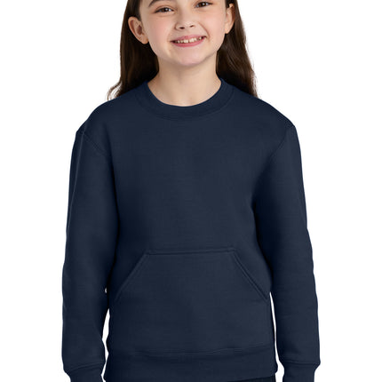 Port & Co ™  Youth Core Fleece Crewneck Pocket Sweatshirt PC78YPKT