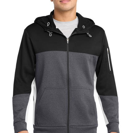 Sport-Tek ®  Tech Fleece Colorblock Full-Zip Hooded Jacket. ST245