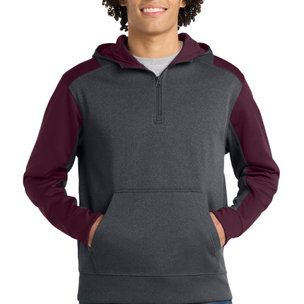 Sport-Tek ®   Tech Fleece Colorblock 1/4-Zip Hooded Sweatshirt. ST249