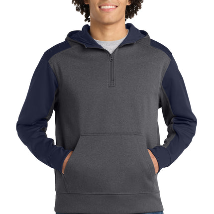 Sport-Tek ®   Tech Fleece Colorblock 1/4-Zip Hooded Sweatshirt. ST249