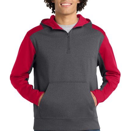 Sport-Tek ®   Tech Fleece Colorblock 1/4-Zip Hooded Sweatshirt. ST249