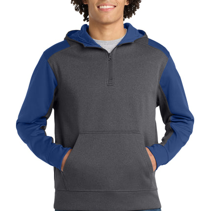 Sport-Tek ®   Tech Fleece Colorblock 1/4-Zip Hooded Sweatshirt. ST249