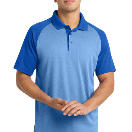 Sport-Tek  ®  PosiCharge  ®  RacerMesh  ®  Raglan Heather Block Polo. ST641