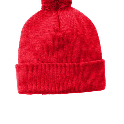 Sport-Tek  ®  Solid Pom Pom Beanie. STC37