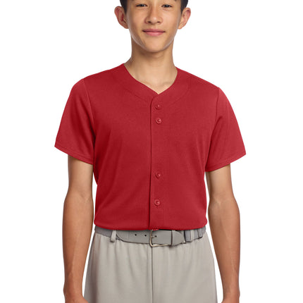Sport-Tek ®  Youth PosiCharge ®  Tough Mesh Full-Button Jersey YST220
