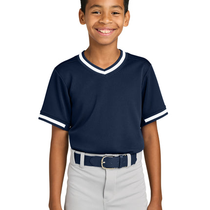 Sport-Tek ®  Youth Tough Mesh V-Neck Baseball Jersey YST221