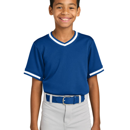 Sport-Tek ®  Youth Tough Mesh V-Neck Baseball Jersey YST221