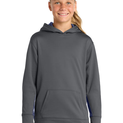 Sport-Tek ®  Youth Sport-Wick ®  Fleece Colorblock Hooded Pullover.  YST235