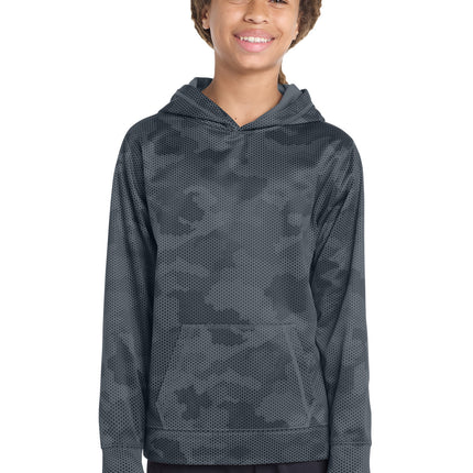 Sport-Tek ®  Youth Sport-Wick ®  CamoHex Fleece Hooded Pullover.  YST240